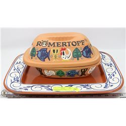 ROMERTOPF DECO MEXICO CLAY BAKING DISH WITH LID,