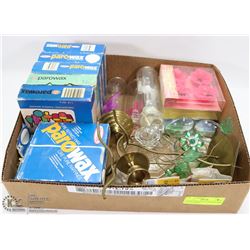 CANDLE WAX WICKS AND HOLDERS AND FLOATING