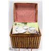 Image 1 : PICNIC BASKET WITH NEW 12PC DINNERWARE SET ,