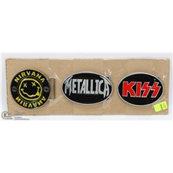 LOT OF 3 ROCK BAND THEMED BELT BUCKLES
