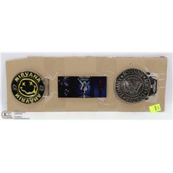 LOT OF 3 ROCK BAND THEMED BELT BUCKLES