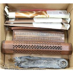 BOX  OF WOOD INCENSE BURNERS WITH