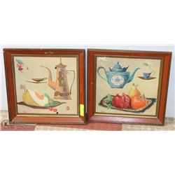 LOT OF 2 WOOD FRAME WALL DECOR PICTURES