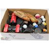 Image 1 : FLAT OF ASSORTED BALLS, PUCKS & MORE,