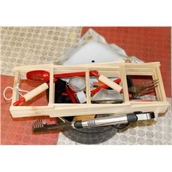 METAL POT 14"X8", WOODEN FOLD OUT DRYING RACK,