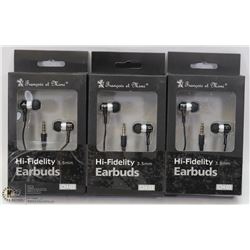 LOT OF 3 HIGH FIDELITY EARBUDS