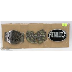 LOT OF 3 ROCK BAND THEMED BELT BUCKLES