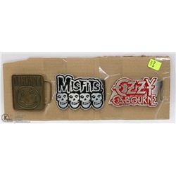 LOT OF 3 ROCK BAND THEMED BELT BUCKLES