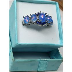 16 - BLUE 5 STONE FIRE OPAL & SAPPHIRE