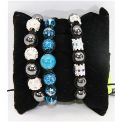 GROUP OF 3 BEADED MACRAME BRACELETS