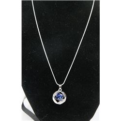 RHINESTONE WATER DROP PENDANT WITH SNAKE CHAIN