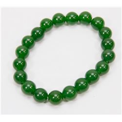 #16-NATURAL GREEN JADE BEAD BRACELET 10MM