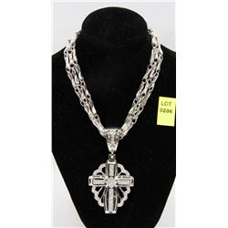 RHINESTONE CROSS FASHION PENDANT AND CHAIN