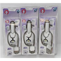 BUNDLE OF 3 RETRACTABLE IPAD/IPHONE CAR CHARGERS