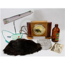 ESTATE BOX WITH VINTAGE CLOCK AND MORE