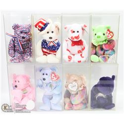 8 VINTAGE TY BEANIE BABIES IN CASES