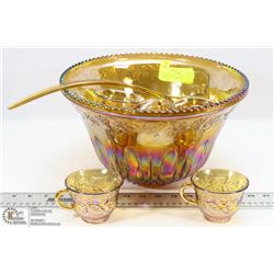 102) 15PC CARNIVAL GLASS PUNCH BOWL SET