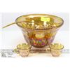 Image 1 : 102) 15PC CARNIVAL GLASS PUNCH BOWL SET