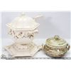 Image 1 : LOT OF 2 SOUP TUREEN'S, ONE WITH STAND, AND LADEL
