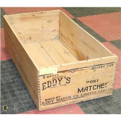 RARE ANTIQUE EDDY'S MATCHES DOVE TAILED WOODEN