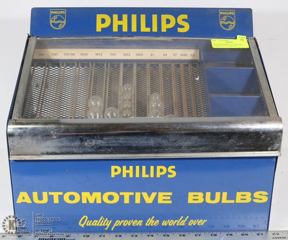 VINTAGE PHILIPS AUTOMOTIVE BULB DISPLAY CABINET