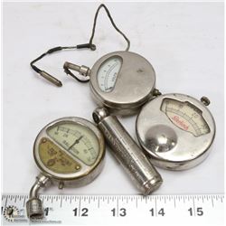 LOT OF 4 ASSORTED VINTAGE GAUGES.