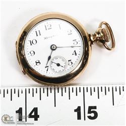 HAMPDEN 3/0 SIZE POCKET WATCH 7 JEWEL , DATES