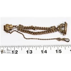 DOUBLE ROW GOLD FILLED HEAVY LINK POCKET WATCH