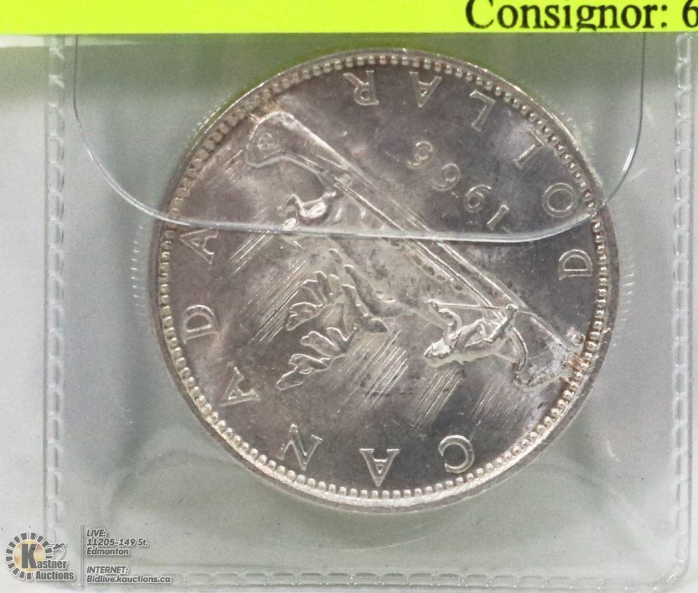 1966 CANADIAN SMALL BEAD SILVER DOLLAR
