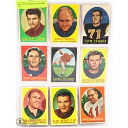 SHEET WITH 9 CFL PLAYER CARDS 1955