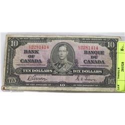 1937 CANADIAN $10 BILL.
