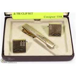 VINTAGE MEN'S ESTATE CUFF LINKS & TIE CLIP SET