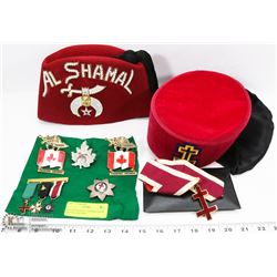ESTATE MASONIC SHRINERS HATS, MEDALS AND PINS