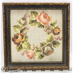 VINTAGE PETIT POINT FRAMED PICTURE