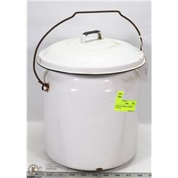 ANTIQUE ENAMEL CHAMBER POT WITH LID