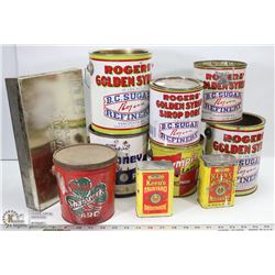 BOX OF ASSORTED TINS