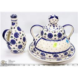 HANDMADE IN POLAND PANCAKE LADY SERVING DISH WITH