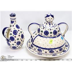 HANDMADE IN POLAND PANCAKE LADY SERVING DISH WITH