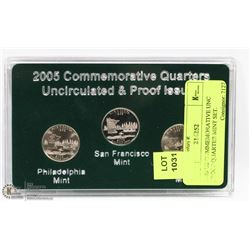 2005 US COMMEMORATIVE UNC PROOF QUARTER MINT SET.