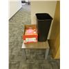 Image 1 : (9004) METAL AND WOOD END TABLE W/ GARBAGE CAN AND