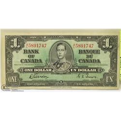 1937 CANADIAN $1.00 BILL.
