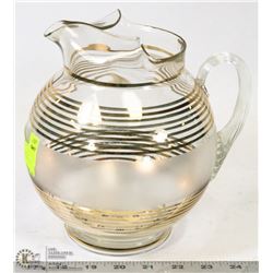 FROSTED /CLEAR AND GOLD JUG