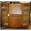 Image 1 : ANTIQUE WOOD SECRETARY DESK WITH GLASS DOORS
