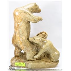 LARGE SOAPSTONE CARVING SIGNED AMIRAQ OF NWT