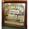 Image 1 : SCHWEPPES MINERAL WATERS MIRROR SIGN  29" X 29"
