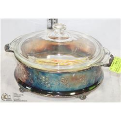 FIREKING 1-1/2QT CASSEROLE DISH WITH SILVER PLATE