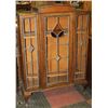 Image 1 : STAINED GLASS AND WOOD ANTIQUE CABINET