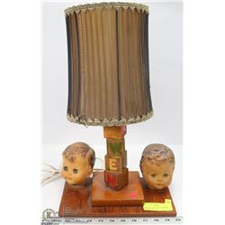 201) FOLK ART STYLE LAMP WITH ANTIQUE BUILDING