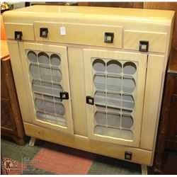 VINTAGE WOOD YELLOW HUTCH 3 DRAWER 2 DOOR