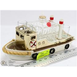 19) VINTAGE WORKING MUSICAL BOAT DECANTER WITH
